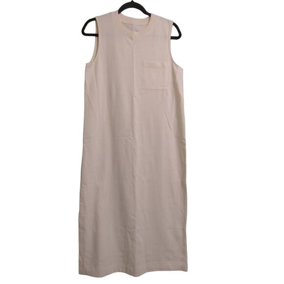 Everlane Dresses & Skirts - Everlane Womens Shift Dress Beige (Tan) Pocket Maxi Jewel Neck Sleeveless Slit M